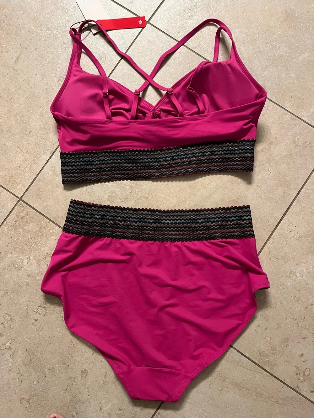 Popilush Boho Trim High Waist Tummy Control Bikini Set